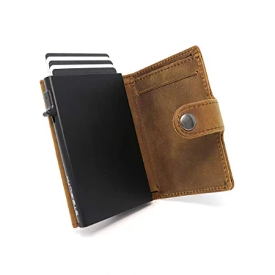 Afbeelding van Stealth Wallet Minimalistische portefeuille met pop up kaarthouder, in geschenkdoos, van licht en dun aluminium, creditcard etui RFID /NFC blokkering, Minimalistisch