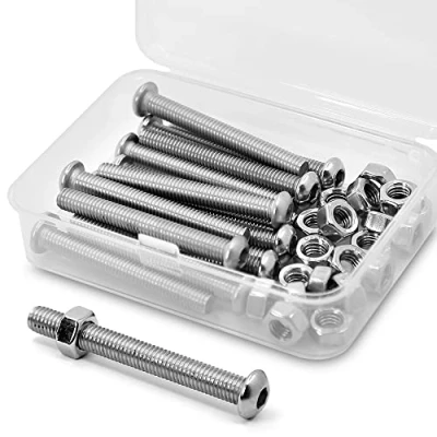Afbeelding van 20 stuks M6 1,0 x 40 mm inbusschroeven en moeren 304 roestvrij staal 18 8