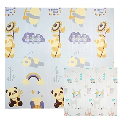 Afbeelding van Kruipmat, speelmat voor baby&#039;s, vrij van schadelijke stoffen, 196 x 176 1 cm, opvouwbaar, speelmat, groot, antislip, dubbelzijdig draagbaar, waterdicht, binnen en buiten, kleurrijk