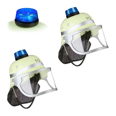 Afbeelding van Relaxdays brandweerhelm voor kinderen set van 2 lamp vizier verkleedaccessoire