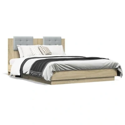 Afbeelding van vidaXL Bedframe met hoofdbord en LED sonoma eikenkleurig 120x190 cm