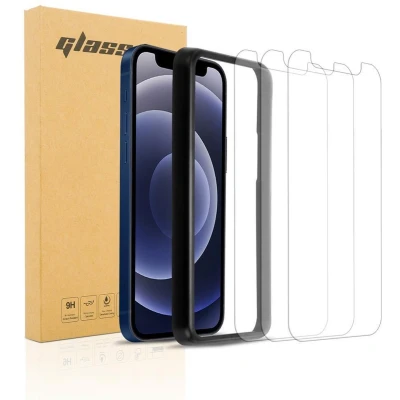 Afbeelding van Cadorabo 3x Pantser Film geschikt voor Apple iPhone 12 PRO MAX in TRANSPARANT Screenprotector Getemperd (Tempered) Display beschermend glas 9H hardheid met 3D Touch Installatiegids