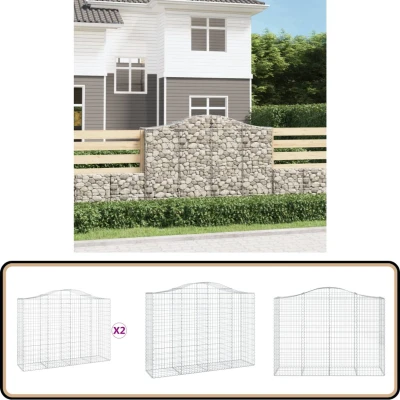 Afbeelding van VidaXL Schanskorven 2 st gewelfd 200x50x140/160 cm ijzer