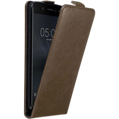 Afbeelding van Cadorabo Hoesje geschikt voor Nokia 5 2017 in KOFFIE BRUIN Beschermhoes flip design Case Cover met magnetische sluiting