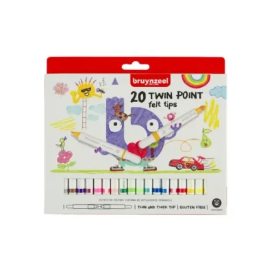 Afbeelding van Viltstift Bruynzeel Kids Twin Points blister à 20 stuks = 40kleuren