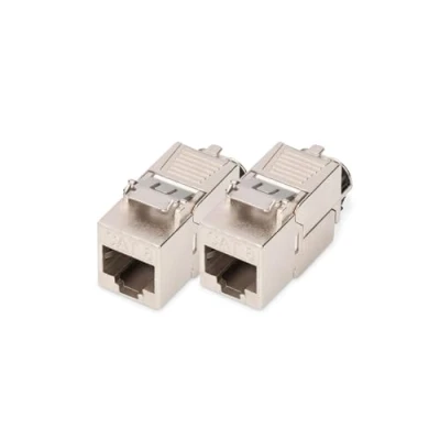 Afbeelding van DIGITUS Keystone Cat 8.1 2 stuks RJ45 afgeschermde Cat8 netwerkcontactdoos 2000 MHz 25GBase T &amp; 40GBase 25 Gbit/s 40 AWG 26/7 tot 22/1 montage zonder gereedschap