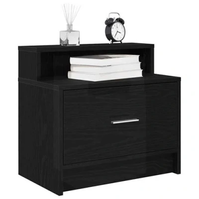 Image de vidaXL Table de chevet avec tiroir chêne noir 51x31x47 cm858670