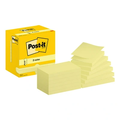 Image de 3M Post it Z notes 76 x 127 mm (12 pièces) jaune
