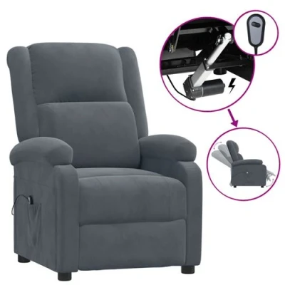 Afbeelding van vidaXL Fauteuil verstelbaar elektrisch fluweel donkergrijs