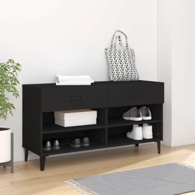 Afbeelding van Schoenenkast 102x35x55 cm bewerkt hout zwart