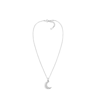 Afbeelding van SOFIA MILANI Dameshalsketting 925 zilver met zirkoniasteentjes maanhanger, Sterling Zilver, zirkonia