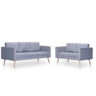 Image de vidaXL Ensemble de canapés à 2 places et 3 Tissu Gris clair 272193