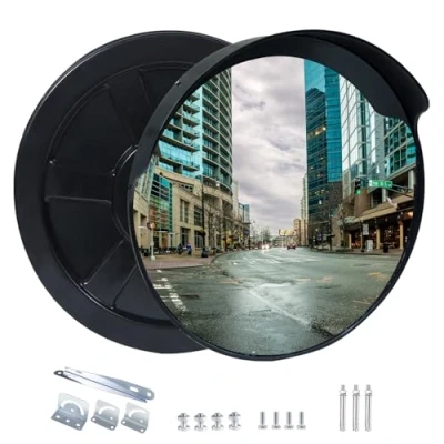 Afbeelding van CCLIFE Convex Spiegel, verkeersspiegel 30/45/60 cm, veiligheidsspiegel voor opritten/uitgang garage, ondersteunt binnen en buiten