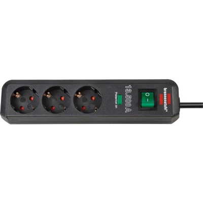 Afbeelding van Brennenstuhl 1158810315 Eco Line PDU Stekkerdoos 3 Sockets met Schakelaar en Overspanningsbeveiliging Zwart 1,5 meter