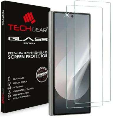 Afbeelding van TECHGEAR Samsung Galaxy Z Fold 6 displaybeschermfolie van gehard glas, 2,5D afgeronde randen, 9H hardheid, kristalheldere helderheid, krasbestendig, luchtbelvrij, 2 stuks