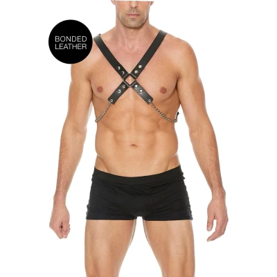 Afbeelding van Shots Ouch! Leren Harnas met Kettingen black One Size