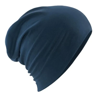 Afbeelding van Beechfield Hemsedal Cotton Slouch Beanie uniseks muts, Navy Blauw
