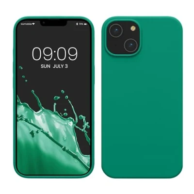 Afbeelding van kwmobile telefoonhoesje geschikt voor Apple iPhone 14 Hoesje met siliconen coating Smartphone case in smaragdgroen