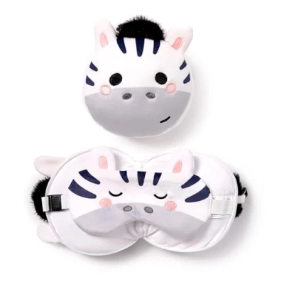 Afbeelding van Relaxeazzz Adoramals Bali the Zebra Plush Travel Pillow &amp; Eye Mask Nekkussen + Masker