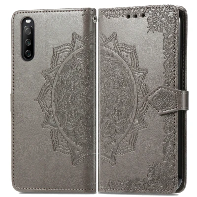 Afbeelding van iMoshion Hoesje Geschikt voor Sony Xperia 10 III Met Pasjeshouder Mandala Bookcase Grijs