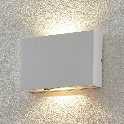 Afbeelding van Lucande LED wandlamp buiten 2lichts drukgegoten aluminium, glas H: 11.5 cm wit Inclusief lichtbronnen