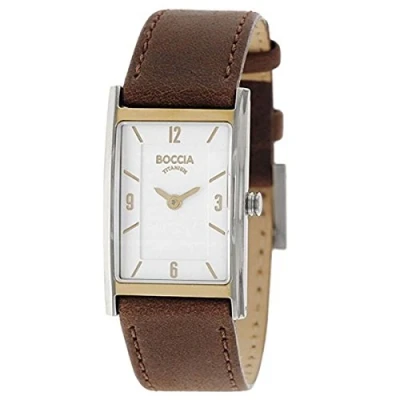 Afbeelding van Boccia Analoog kwartshorloge voor dames met leren band 3212 06, zilver, eenheidsmaat, minimalistisch, zilver., Minimalist