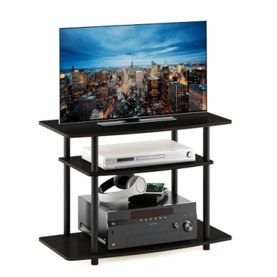 Afbeelding van Furinno Turn N Tube No Tools TV meubel met 3 niveaus, zonder gereedschap, espresso/zwart