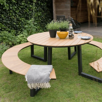Afbeelding van Arezzo picknickset rond polywood teaklook