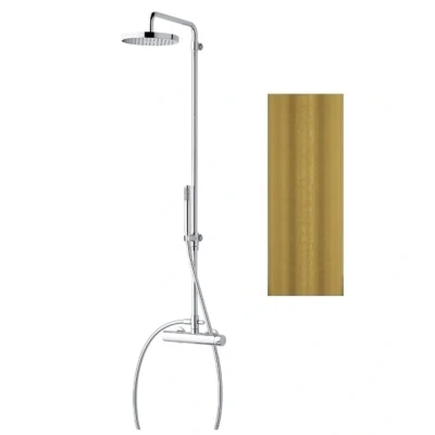 Afbeelding van Waterevolution Flow douchecombinatie met regendouche messing natuur T141LE