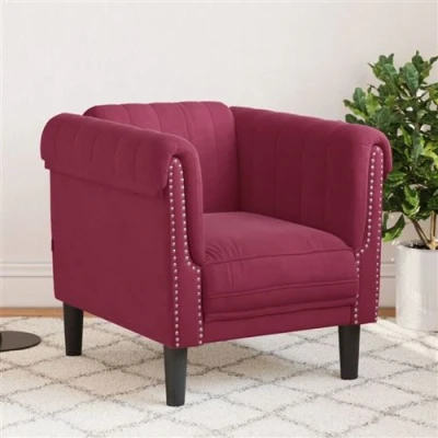 Afbeelding van Fauteuil fluweel wijnrood