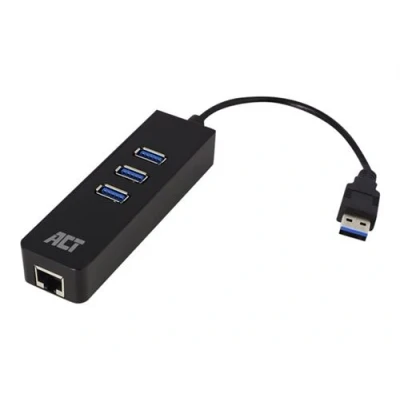 Image de ACT Concentrateur (hub) with on and off switch 3 x USB 3.2 Gen 1 + 10/100/1000 de bureau