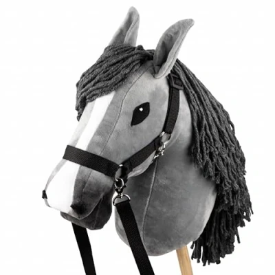 Afbeelding van SKIPPI hobby Horse Grijs, Paardenhoofd om te paarden, groot paard Hobbyhorse A3, realistisch voor Horsing wedstrijden, Baton rijden
