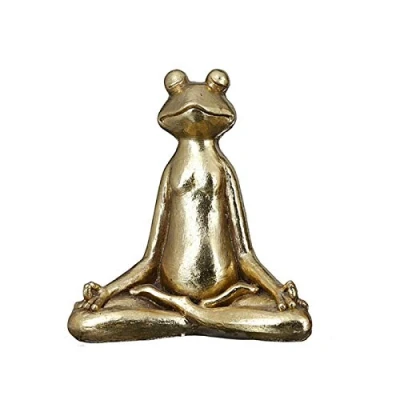 Afbeelding van Gilde handwerk Sculptuur Beeld Yoga Kikker Frog Robuust Goud 34cm