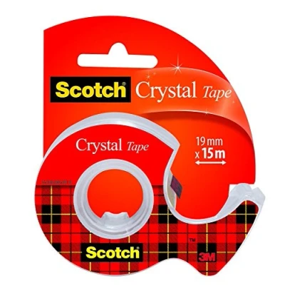 Afbeelding van Scotch Crystal Clear Tape In Dispenser, 19 X 12m + 3,2m Gratis ,2 Clipstrips Van Elk 12 Blisters