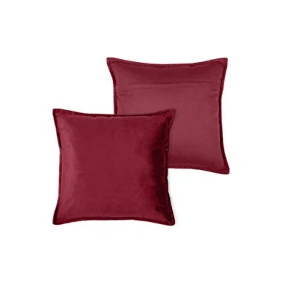 Afbeelding van MIULEE Set van 2 decoratieve fluwelen kussenhoezen voor bank, lendenstuk, met verborgen ritssluiting, slaapkamer, 45 x cm, bordeauxrood