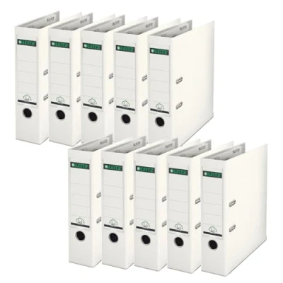 Afbeelding van Leitz 10101001 ordners, kunststof, 180, A4, 80 mm, wit, 10 stuks