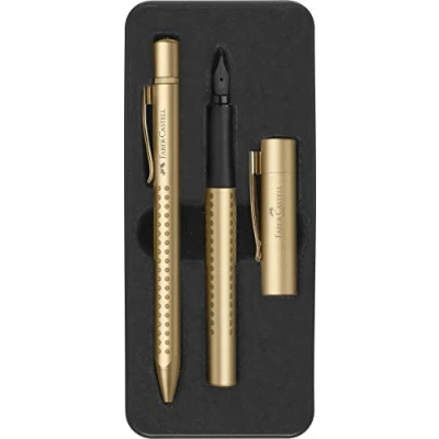 Afbeelding van Faber Castell 201522 Grip Edition vulpen M en balpen, goudkleurig, 1 set