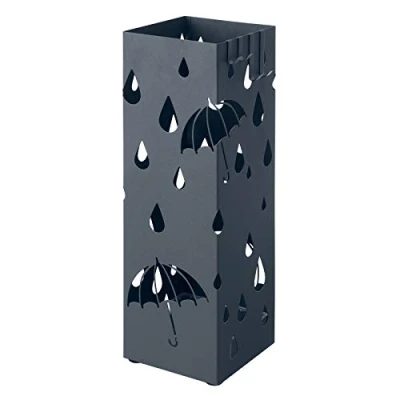 Afbeelding van SONGMICS Metalen paraplustandaard, met waterbak en 4 haken, 15,5 x 49 cm, antracietgrijs LUC049G01