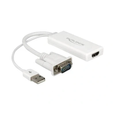 Image de Delock Adaptateur audio/vidéo USB DB 15 mâle pour HDMI femelle 25 cm blanc