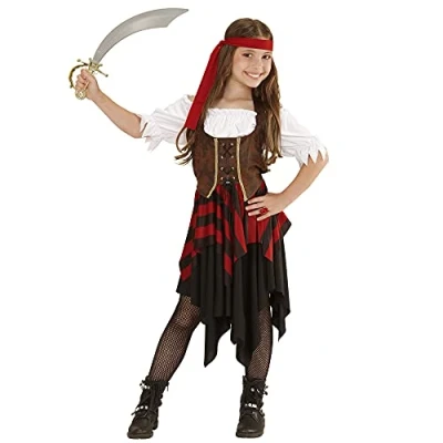 Afbeelding van Widmann Piraat &amp; Viking Kostuum Op Zoek Naar De Grootste Schat Meisje Rood, Bruin, Wit / Beige Maat 116 Carnavalskleding Verkleedkleding