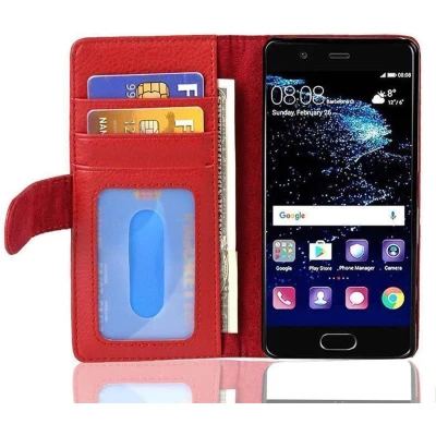 Afbeelding van Cadorabo Hoesje geschikt voor Huawei P10 PLUS in INFERNO ROOD Beschermhoes met magnetische sluiting en 3 kaartsleuven Book Case Cover Etui