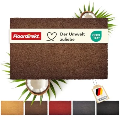 Afbeelding van Floordirekt Deurmat voor binnen en buiten, 60 x 90 cm, bruin, kokosdeurmat, deurmat, (24 mm)