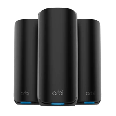 Image de NETGEAR Orbi 870 Series RBE873 Système Wi Fi (routeur, 2 rallonges) jusqu&#039;à 9000 pieds carrés maillage 10GbE, 2.5GbE, 7 Multi Bande