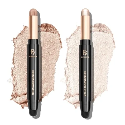 Afbeelding van FV 2 PCS Fard a Paupiere, Longue Durée Crayon Paupiere Creme, Imperméable &amp; Haute Pigmentation, Champagne Pearl Shimmer