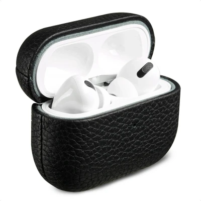 Afbeelding van Accezz Echt leren case Hoesje geschikt voor AirPods Pro 2 Zwart