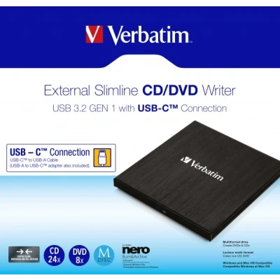Afbeelding van Verbatim Externe DVD brander Retail USB 3.2 Gen 1 Zwart