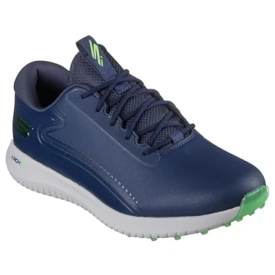 Afbeelding van Skechers Max 2 Arch Fit golfschoenen voor heren, waterdicht, zonder noppen, Synthetische rand, marineblauw, citroen, 41 EU, rand in marineblauw citroen