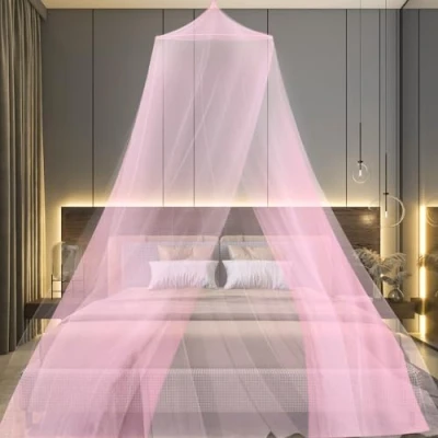 Afbeelding van Vliegengaas voor bed, groot muggennet, reizen en thuis, tweepersoonsbed, met montagemateriaal (250 cm x 1100 cm)