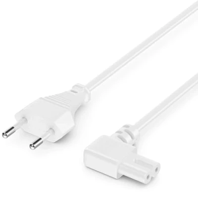 Afbeelding van deleyCON 2m Voedingskabel Stroomkabel Stekker Type C Eurostekker naar C7 Connector met Hoek van 90 Euro Kabel voor Kleine Apparetn 8 TV Blu Ray Huishoudelijke Apparaten Voedingsadapters Wit