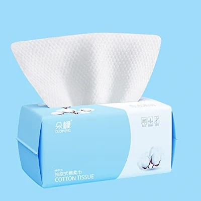 Image de Lot de 100 lingettes sèches jetables en coton pour le visage Multi usage soins la peau, maquillage, et nettoyage du